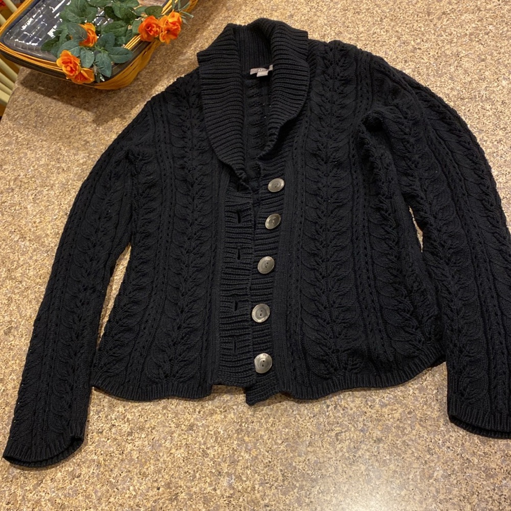 J Jill Black Long Sleeve Sweater With FLAWS Small - Picture 7 of 16